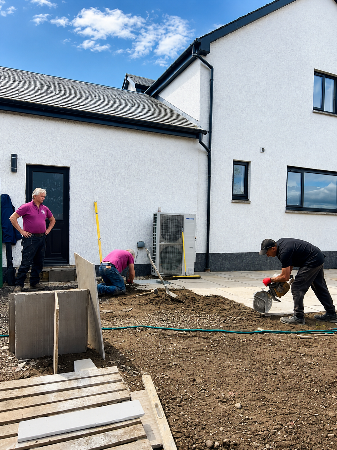 Land Chaps bespoke landscaping Scotland team working on site in Newton Mearns Scotland 